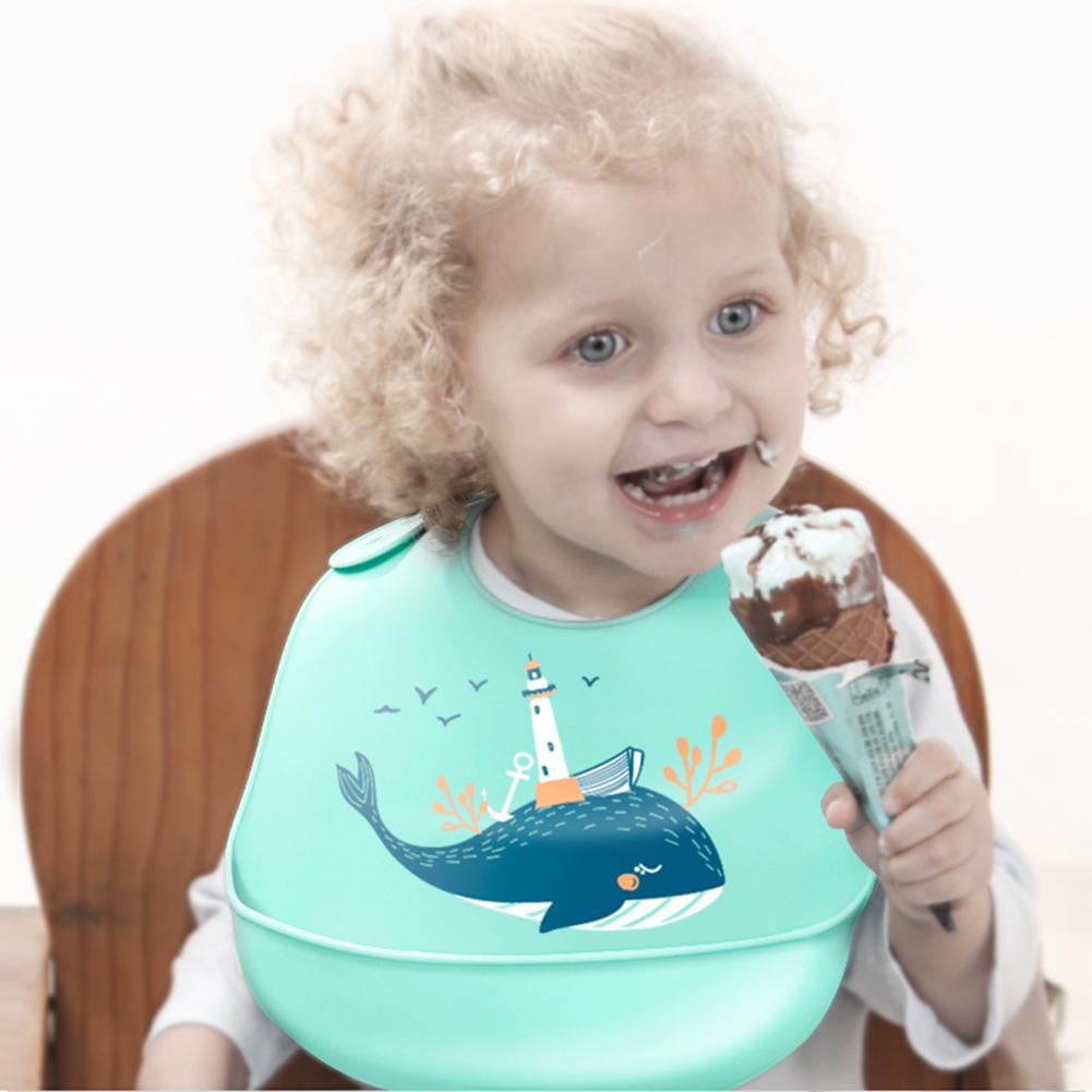 Baby Silicone Bibs Children Waterproof Bib Kids Cartoon Feeding Apron for Boys Girls Saliva Burp Bib Toddlers Dripping Bibs