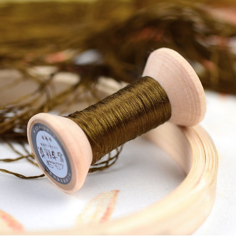 20 meters each spool /Silk thread / handmade embroidery thread / wrapped flower silk line / Mustard yellow: 6