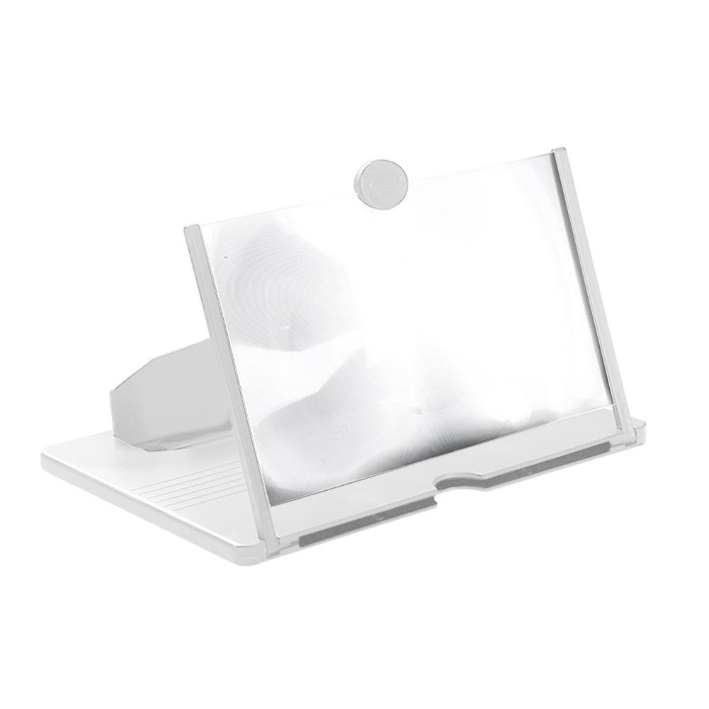 Mobiele Telefoon Gebogen Scherm Versterker Versterker Hd 3d Video Mobiele Telefoon Vergrootglas Stand Beugel Opvouwbare Houder 12 Inch: White