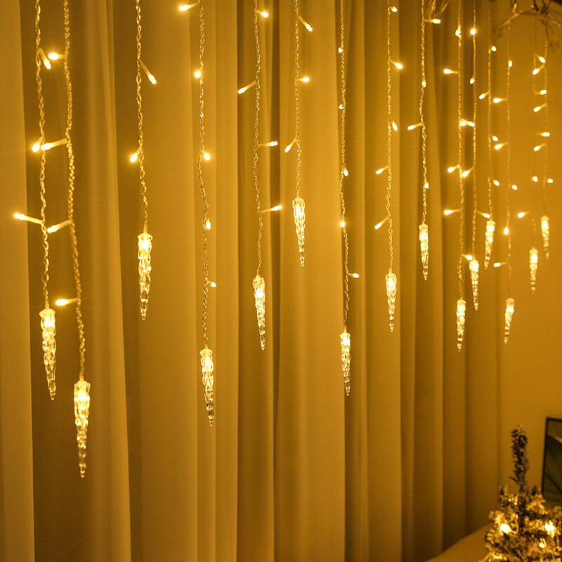 Guirxiété Lumineuse LED de Noël Extérieure, Rideau de Glaçons, Lumière Dégradée Droop, Centre Commercial, Jardin, Rue, Lumière Décorative, 5m-28m, 0.6-0.8m: blanc chaud / K