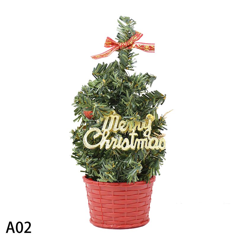 1 pièces Mini arbres de noël artificiels ornements petit pin placé dans la décoration de bureau décoration de noël décor à la maison: A02