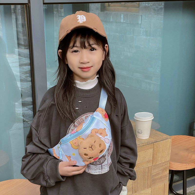 Kawaii Capybara Umhängetasche für Kinder, Brusttasche, Cartoon-niedlicher Rucksack, lässig, Outdoor, Reisen, Geldbörse, Taillen-Organizer,