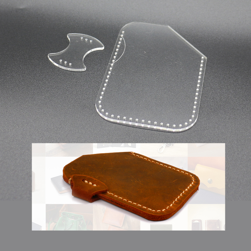 Leather card holder sewing pattern Acrylic bag mold finish size 10x6.8cm 2pcs/lot