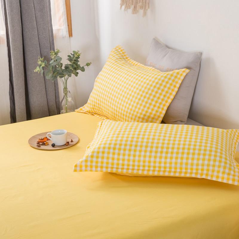 Japanse beddengoedset 220 x 240 dekbedovertrek met kussensloop , 210 x 210 dekbedovertrekken, gele geruite dekenhoes, kingsize bedset