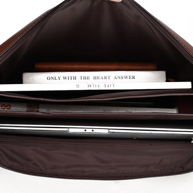 Anti-theft code lock PU leather business briefcase Retro shoulder bag password lock Laptop briefcase retro trendy men's handbag