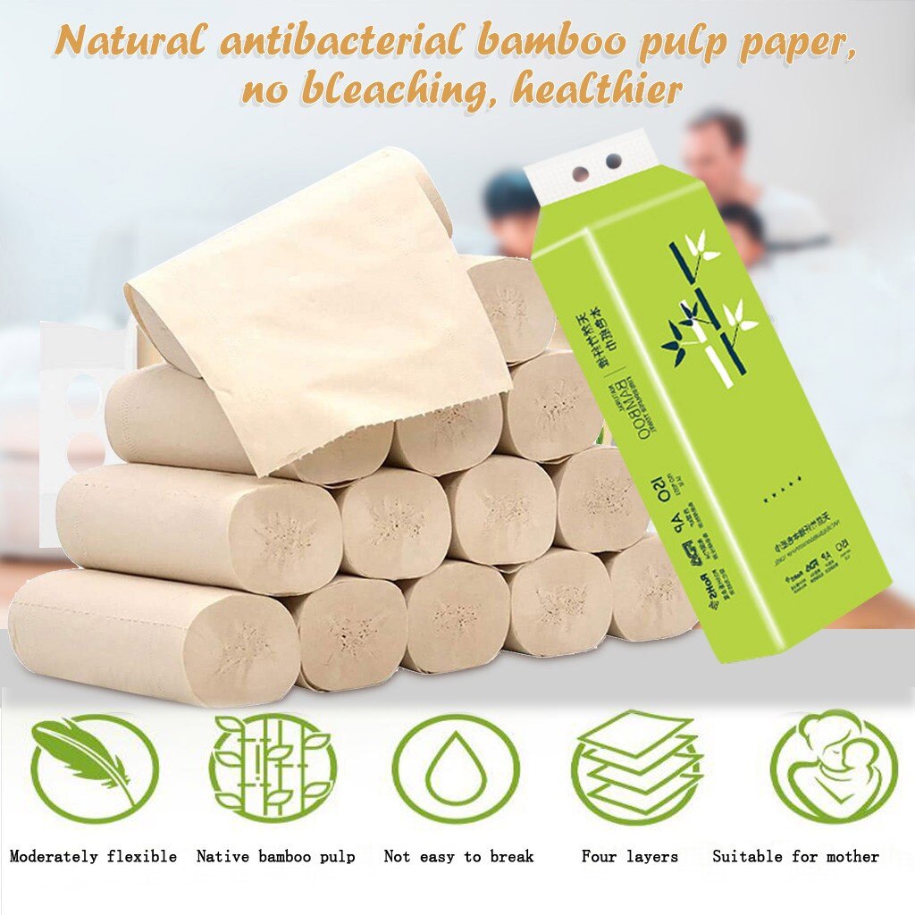 16pcs Roll Paper Tissue Paper Roll 4 Layer Thickened Household Paper toilet paper rolls pack rolling paper D402