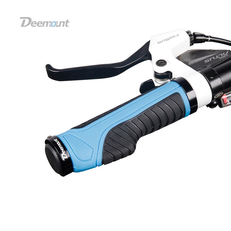Deemount Bicycle Grips 2 Ends Fixed Lock Rings Gear Not-slip Shock Absorption Handlebar Rubber Grips Dual Color Casing