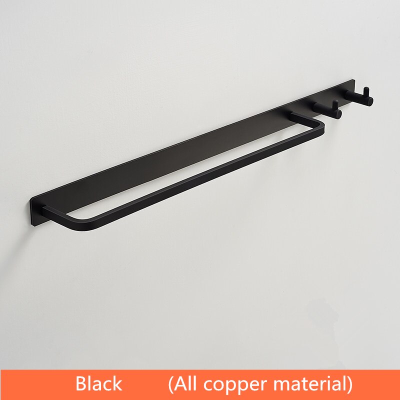 Alle Koper Materiaal Handdoek Bar Wandmontage Badkamer Handdoek Rek Met Dubbele Handdoek Haken Badkamer Hardware Hanger: Black