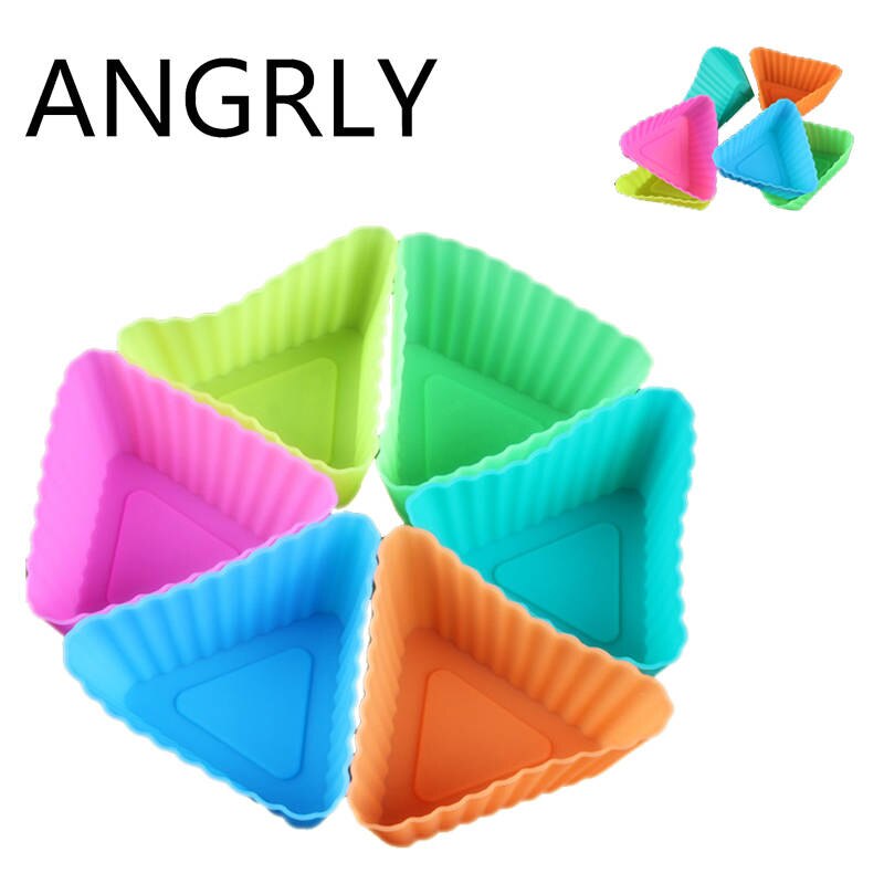 ANGRLY 10pcs Multi-color Silicone Cake Muffin Cupcake Mold Round Shape Baking Mould: 3