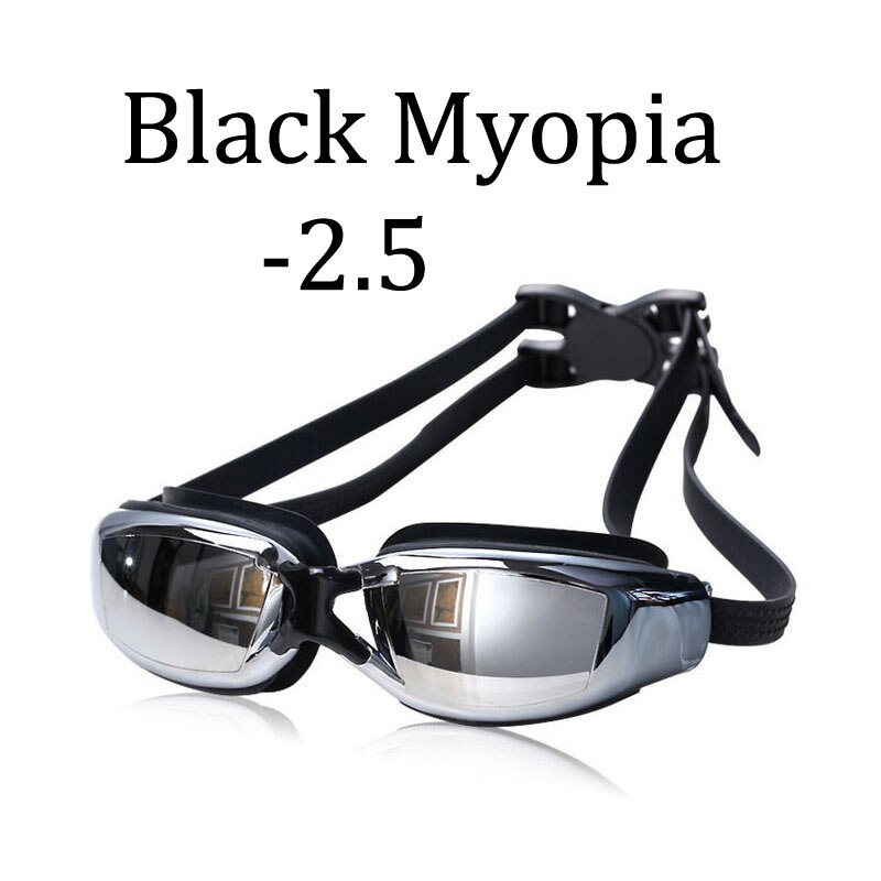 Swim Glasses Myopia Prescription Corrective Lens Pool Waterproof Adult Child Swim Eyewear Optical Swimming Goggles: Black Myopia -2.5