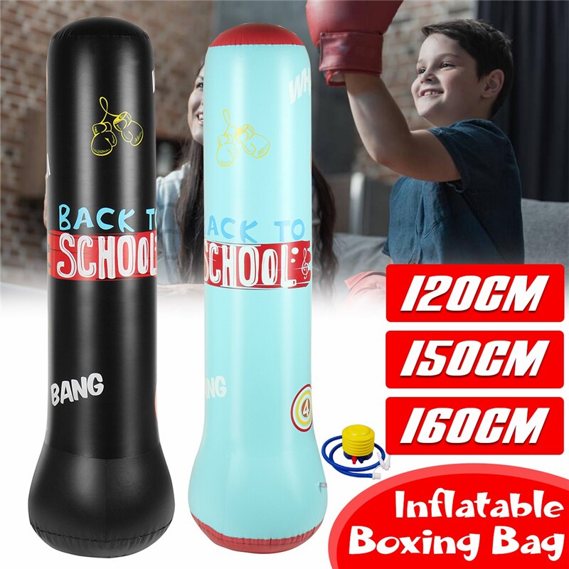 120/150/160cm PVC Inflatable Free Standing Boxing Punching Bag Boxing Training Fight Karate Fitness Sport Stress Boxing Pillar