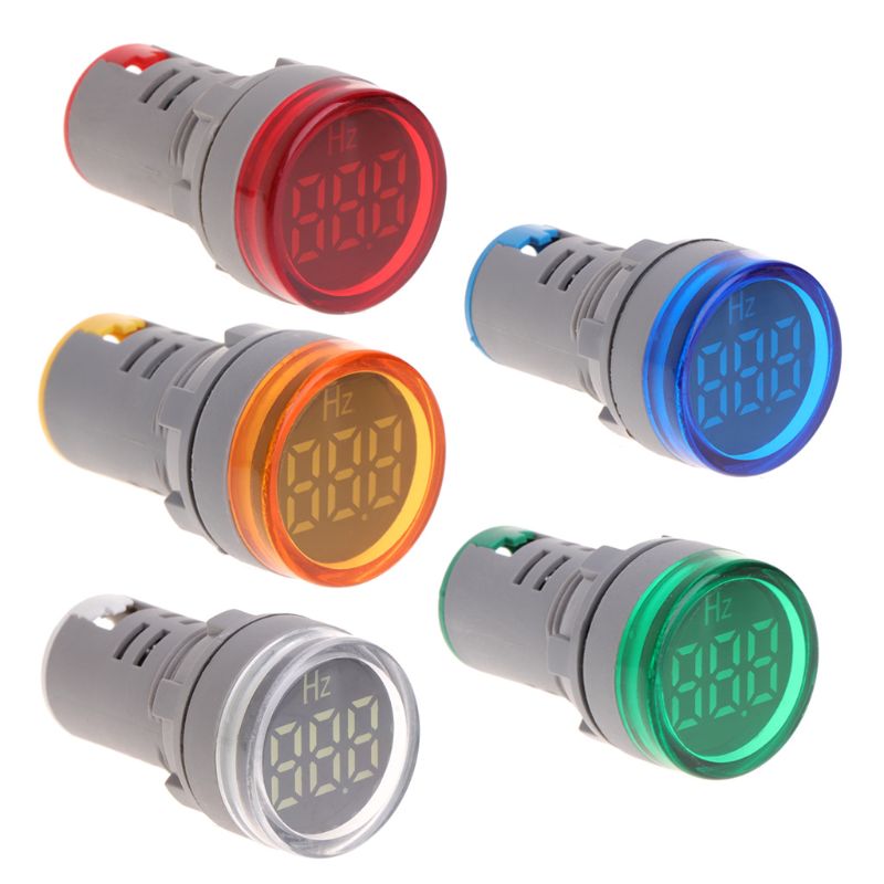 22mm LED Digital Display Electricity Hertz AC Frequency Meter Indicator Signal Lamp Lights Tester Combo Measuring Range 20-75Hz