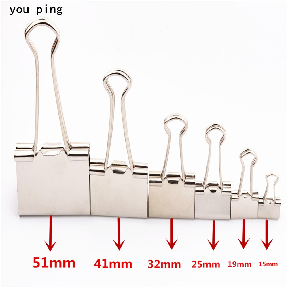 3 Colors 15mm 19mm 25mm 32mm 41mm 51mm Clamp Paper Binder Clips Bookmark Clips Memo Clip Student School Office Supplies