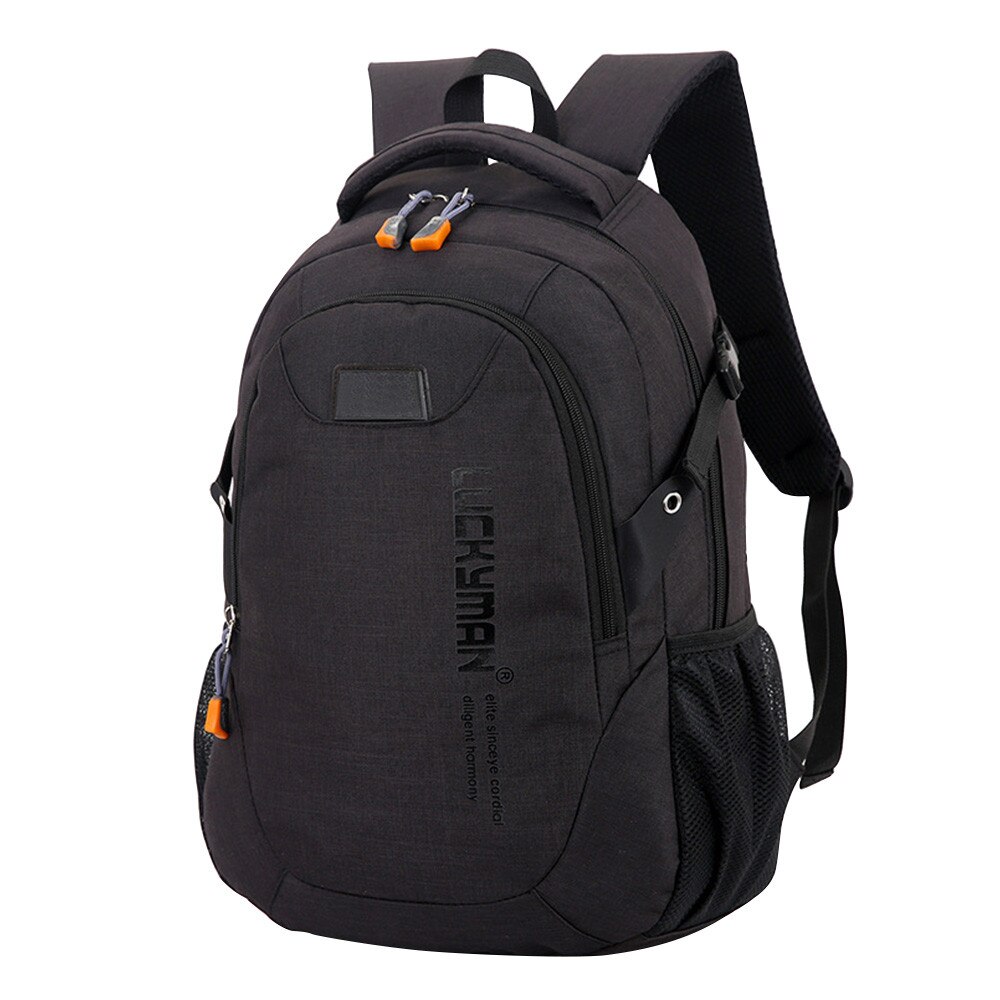 Men's Backpack Male Canvas Laptop Travel Backpacks Computer Bags High School Student College Bag Outdoor Shoulder Bag: Black