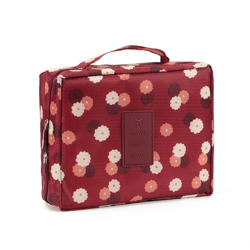 Neceser Rits Beroep Vrouwen Make-Up Tas Cosmetische Tas Beauty Case Make Up Organizer Toilettas Opslag Reizen Wassen Pouch: Wine red sunflower