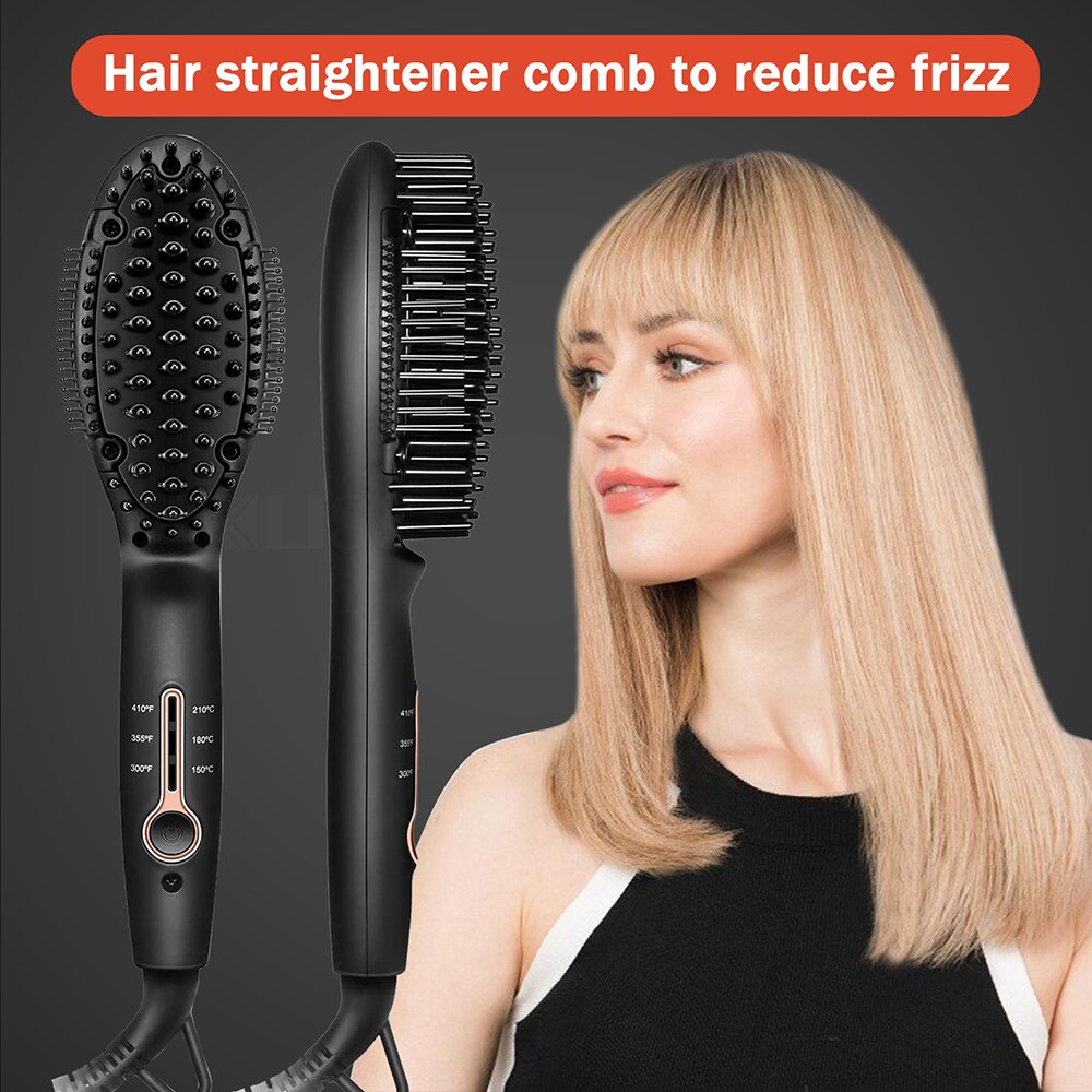 Escova alisadora elétrica alisadora de barba, chapinha de cerâmica, alisador de cabelo, escova alisadora de ferro, pente alisador de barba para homens