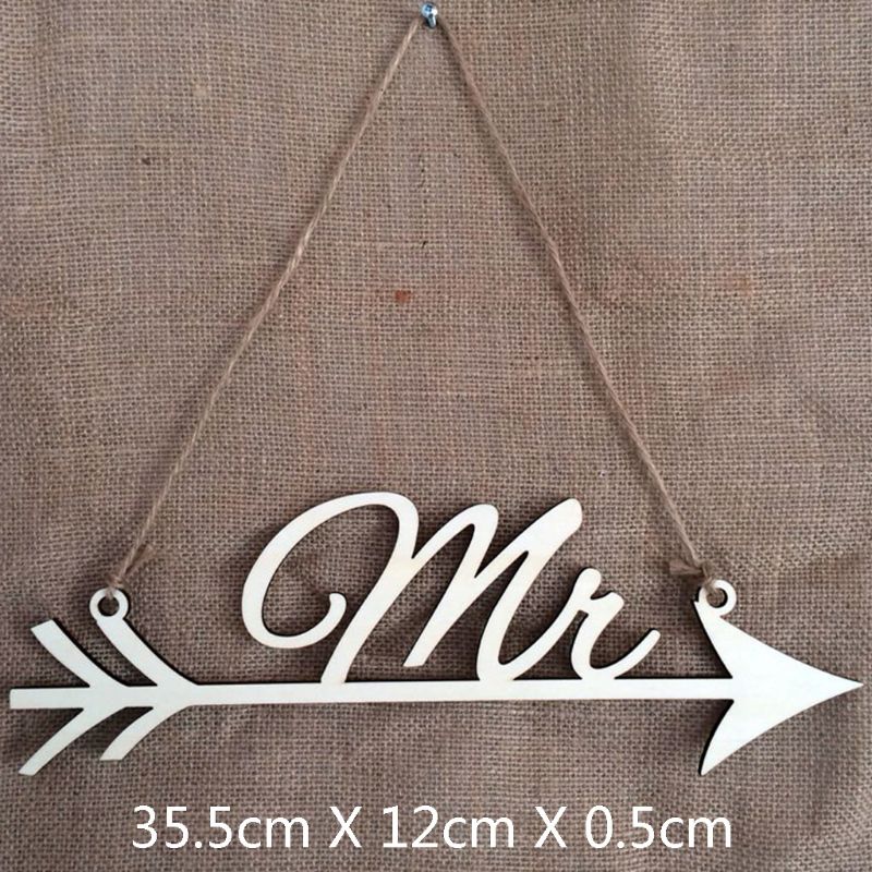 Panneaux flèches Mr &amp; Mrs, 1 paire, décoration de chaise de fête de mariage, accessoire de photographie, signe rustique en bois, faveurs 517E