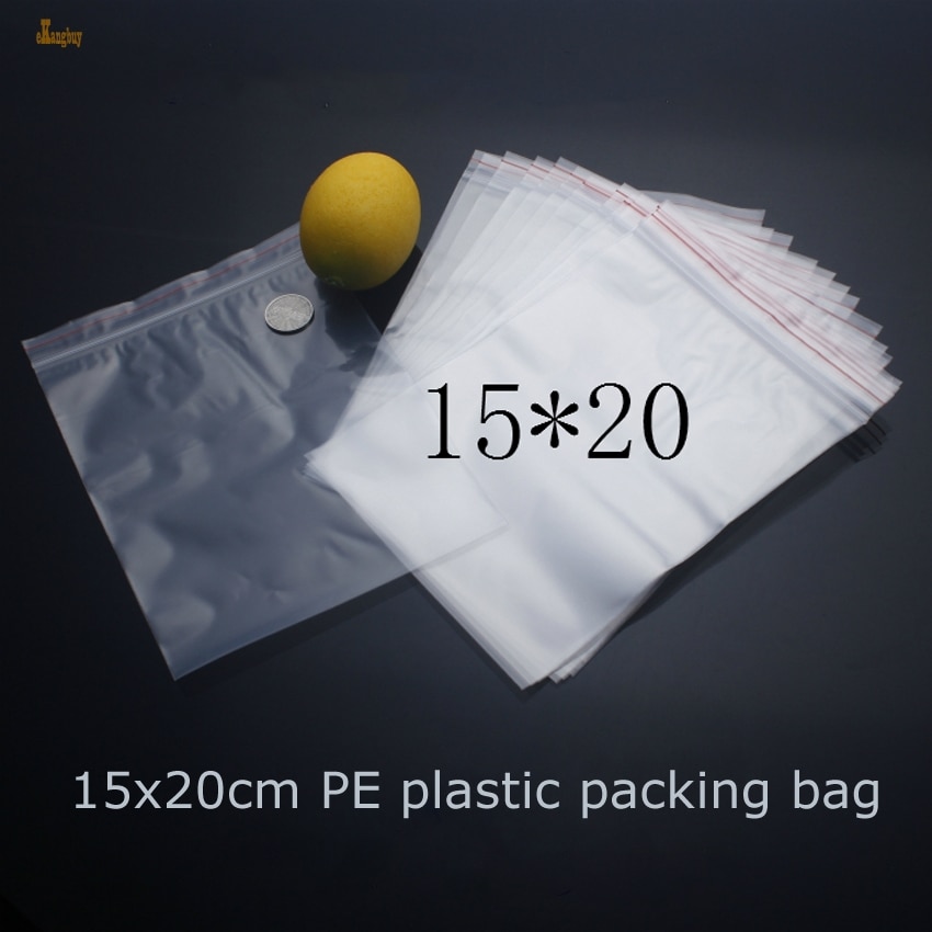 100pcs Size: 15x20cm Packaging Zipper Lock Recycle Plastic Bags, Pe Transparent Clear Bags