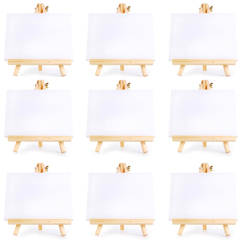 10 Set Artists Mini Canvas Set Painting Craft DIY Drawing Small Table Easel: Default Title