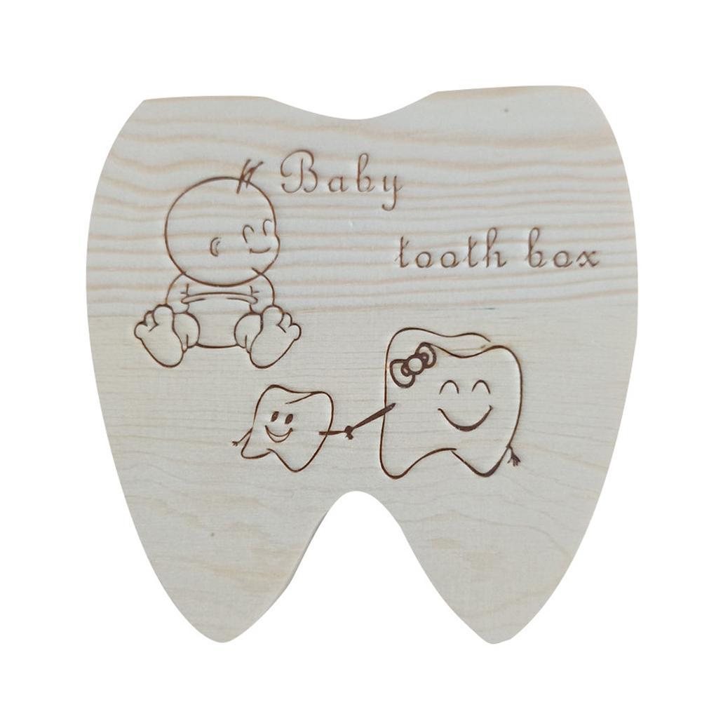 Baby Tand Doos Engels Houten Melk Tanden Organizer Baby Souvenirs Meisjes Opslag Jongens J9G0: Default Title