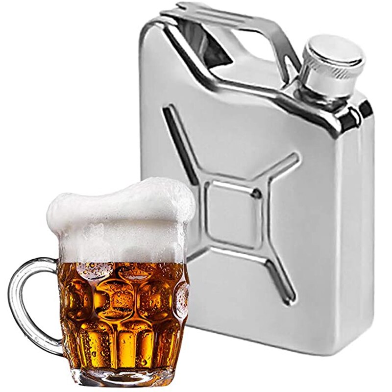 Petaca de acero inoxidable con forma de bidón para licor, botella de Alcohol portátil, frasco de Vino de Bolsillo, para hombres, 5oz
