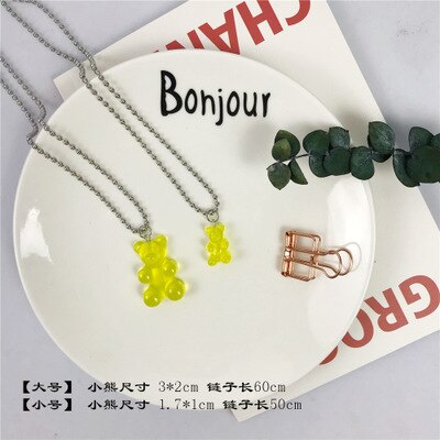 popular gummy bear trendy necklace women stainless steel chain womens necklace cheap jewelry with: yellow-small