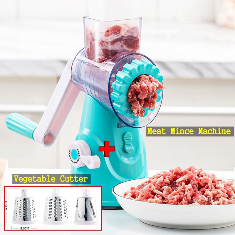 Kitchen Vegetable Cutter Potato Grater Slicer Multifunction Tool Hand Meat Mince Machine Sausage Maker Vegetable Shredder Cutter: green