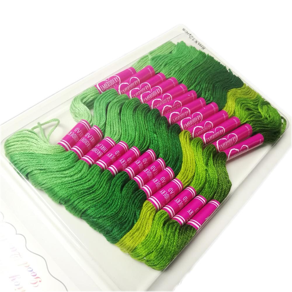 8/12 skeins Mr.hu Embroidery Thread Floss Anchor Similar DMC Cross Stitch Cotton Threads Hand DIY Sewing Craft Thread TH00051: green 12 skein