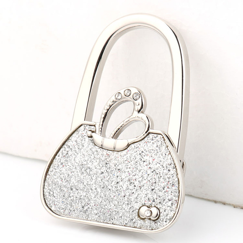Metal Folded Handbag Hook Hanger Handbag-shape Flashing Purse Bag Hanger Hook Holders Table Hook Bag Accessories