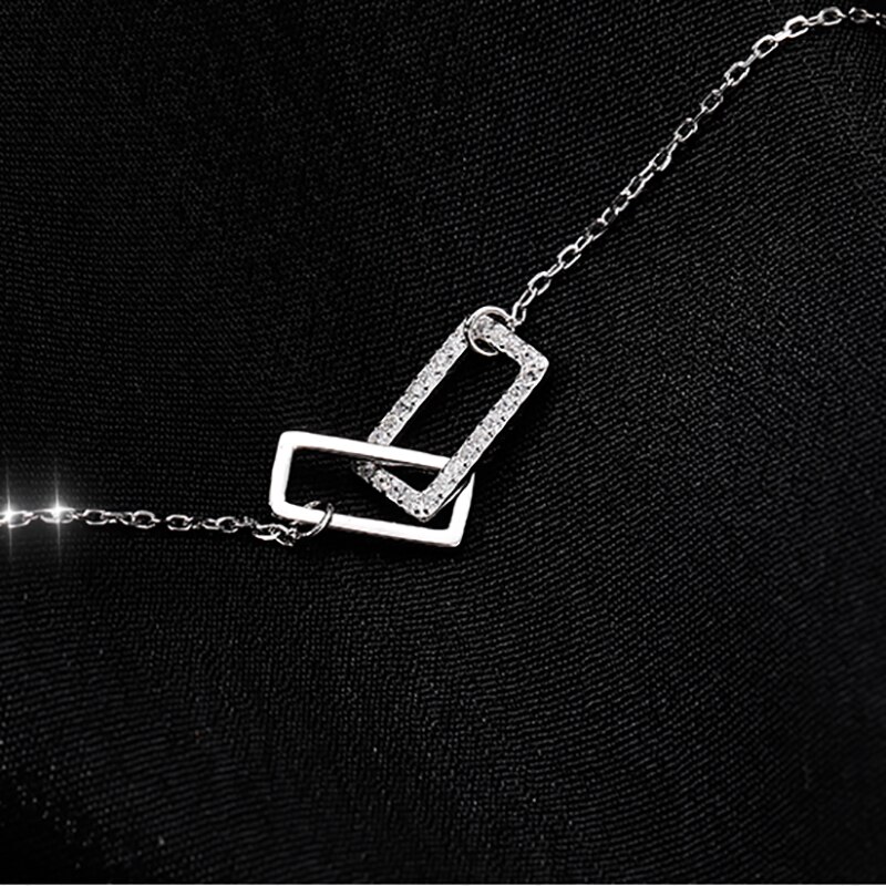 Classic Geometrische Rechthoekige Gesp Korte Ketting Voor Vrouw Koreaanse Mode-sieraden Party Meisje Sexy Choker Ketting: Silver Plated