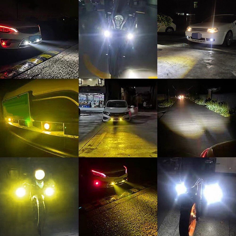 60W Led Motorfiets Verlichting Dual Kleur Hi/Lo Beam Spotlight Mini Lens Auto Koplamp Mistlamp Voor truck Suv 4WD 4X4 Boot Atv