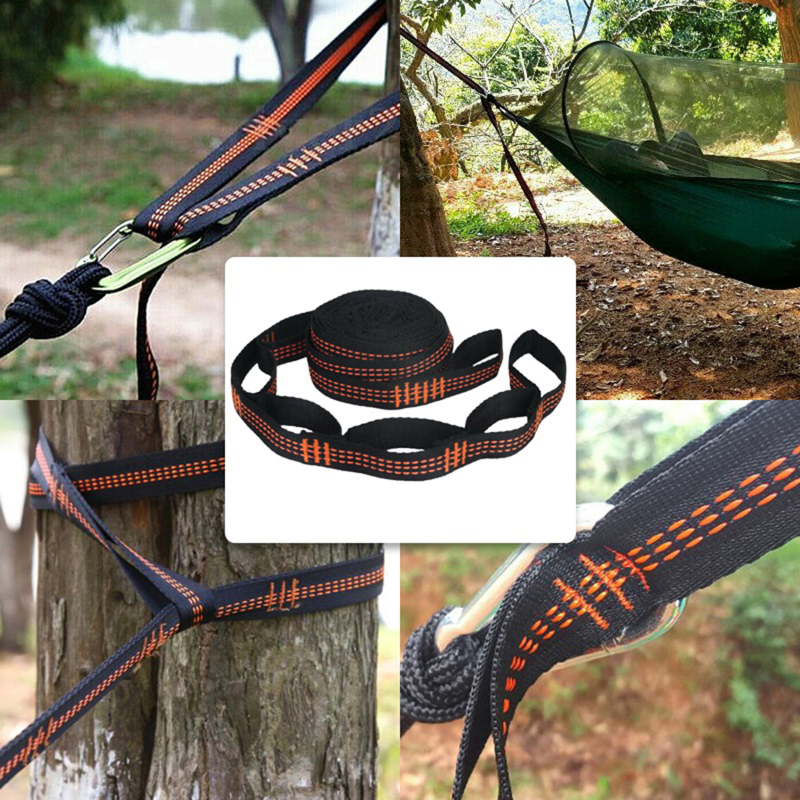 Sangles De hamac en Polyester, haute capacité De charge, 600lb, résistance à la rupture, corde De ceinture, 5 anneaux, 2 pièces