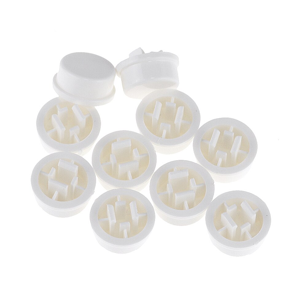 50PCS Round Tactile Button Caps Kits Suitable For 12 *12 *7.3MM Square Head Touch / Micro Switch Push Cap 12 x 12 x7.3mm: White