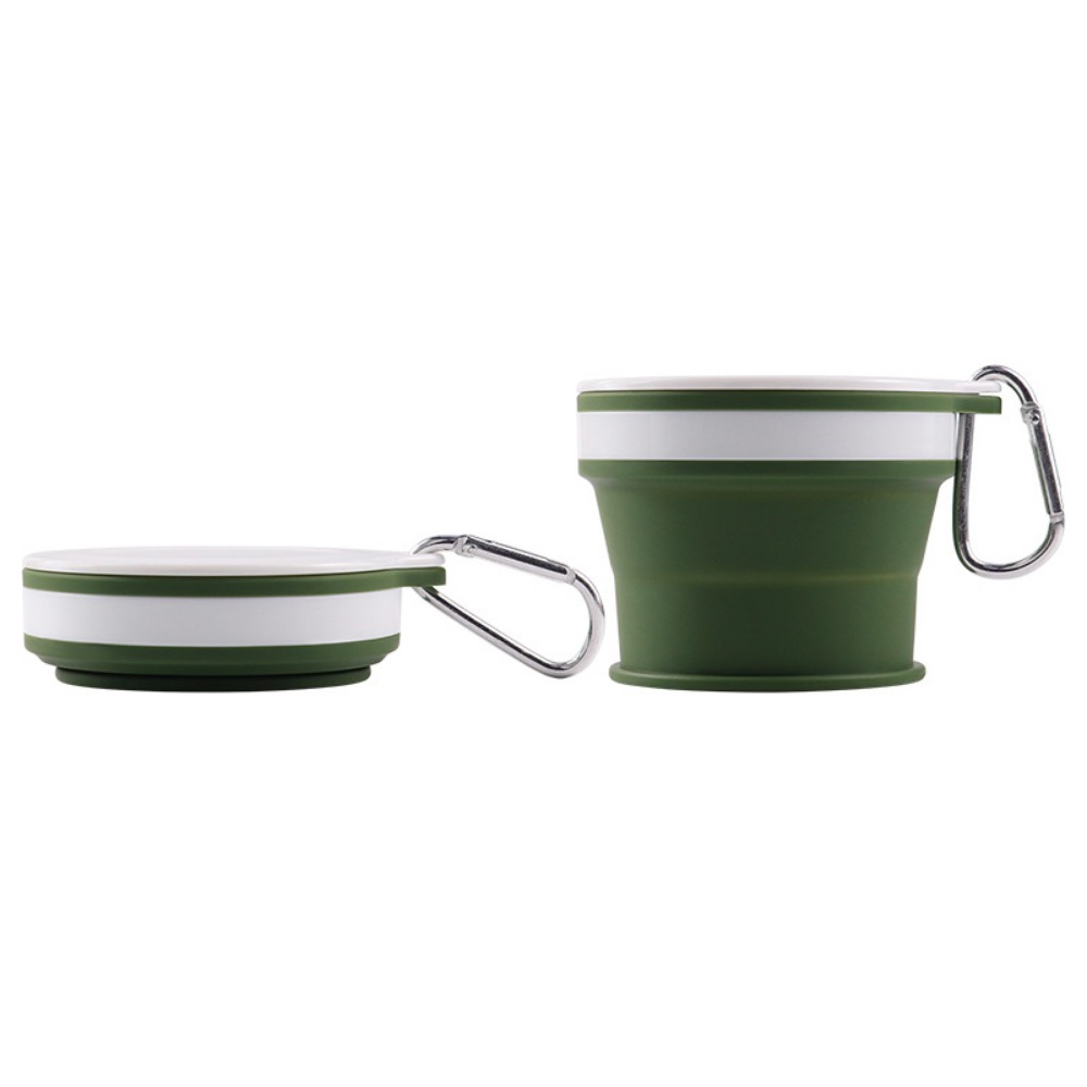 Bärbar hopfällbar resemugg läckagesäker expanderbar silikonmugg platsbesparande värmebeständig infällbar campingmugg: Ljusgrå