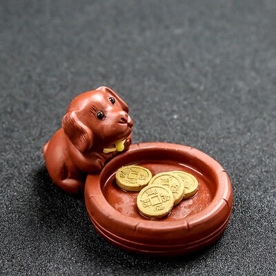 Sable violet chanceux thé ornements pour animaux de compagnie peut élever Boutique lingots Cornucopia zodiaque chien Wang Cai thé accessoires: F