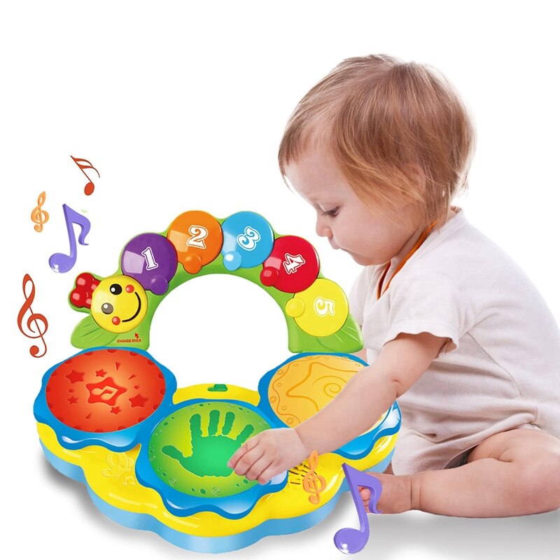 FBIL-Portable Musical Drums Piano Musical Instrument Baby Toys Early Education Music/Lights/Funny Sounds Toys Toddlers