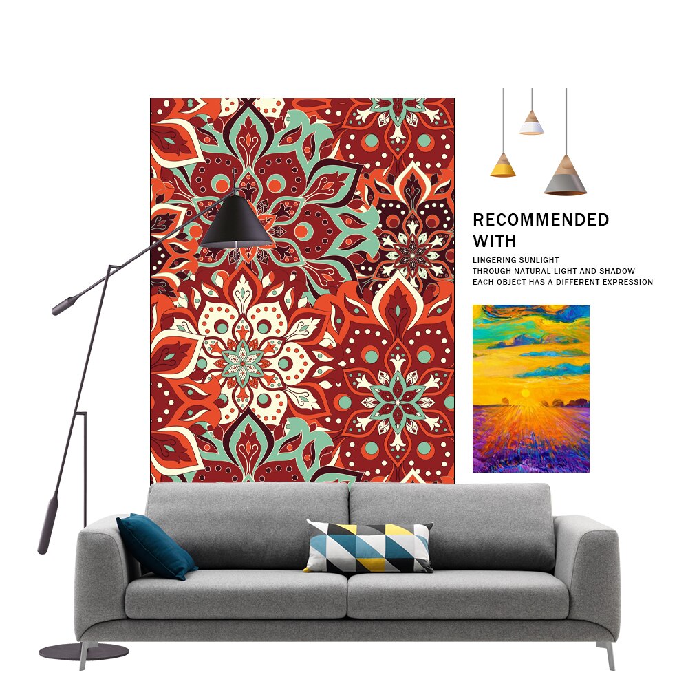 Mandala Rode Bloem Patroon Tapijt Antislip Bad Deken Mat Zachte Pluizige Flanel Tapijt Voor Woonkamer slaapkamer Decoratieve