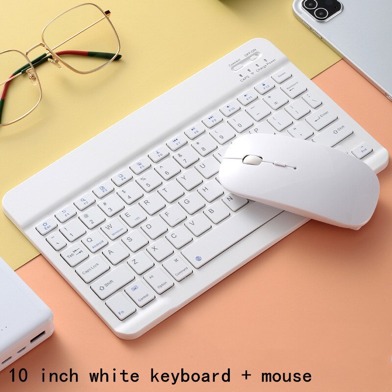 Rechargeable Bluetooth-compatible Keyboard for iPad Macbook Samsung Mini Wireless Keyboard For Smartphone Android IOS Windows: XJP032WhiteSet