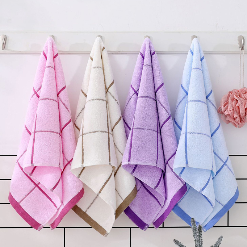 Cotton Face Towel Hand Towel Pink Purple Ivory Blue Wedding Cotton Plaid Bath Towel Face Towel Kitchen Cleanning