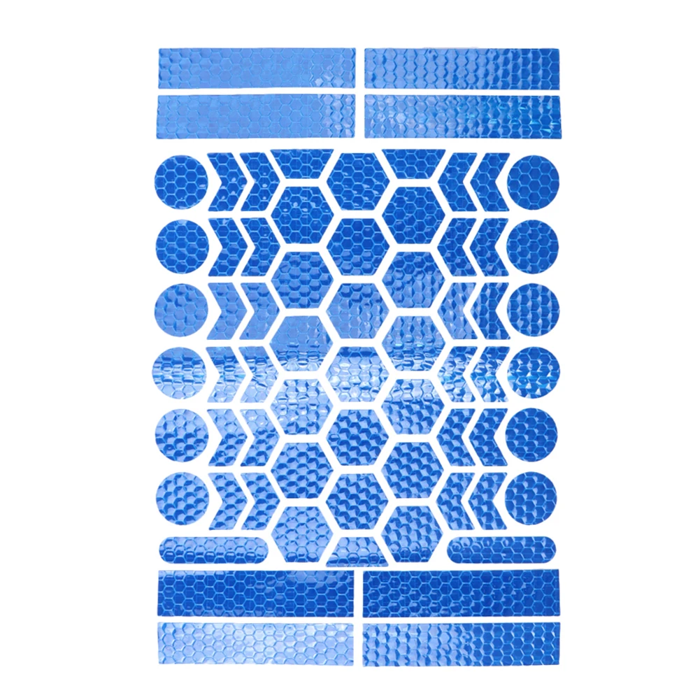 64 stks/set motorfiets sticker reflecterende zelfklevende decoratieve sticker PVC waterdichte veiligheidswaarschuwing opvallendheid helmen sticker: Blauw