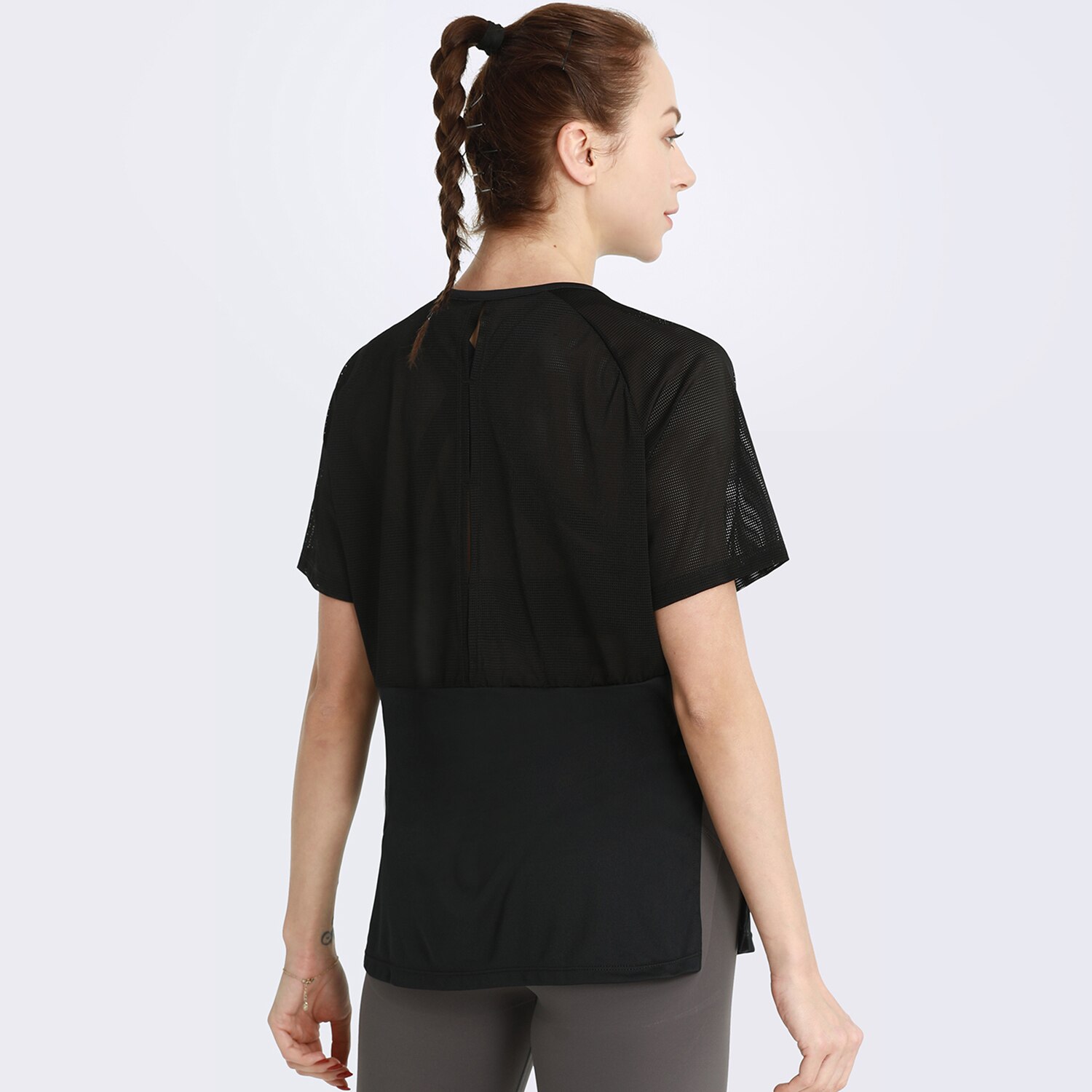 Vrouwen Sexy Losse Yoga Shirts Korte Mouw Mesh Tops Sport T-shirts Snel Droog Ademend Gym Shirts Vrouwelijke Fitness Sportkleding