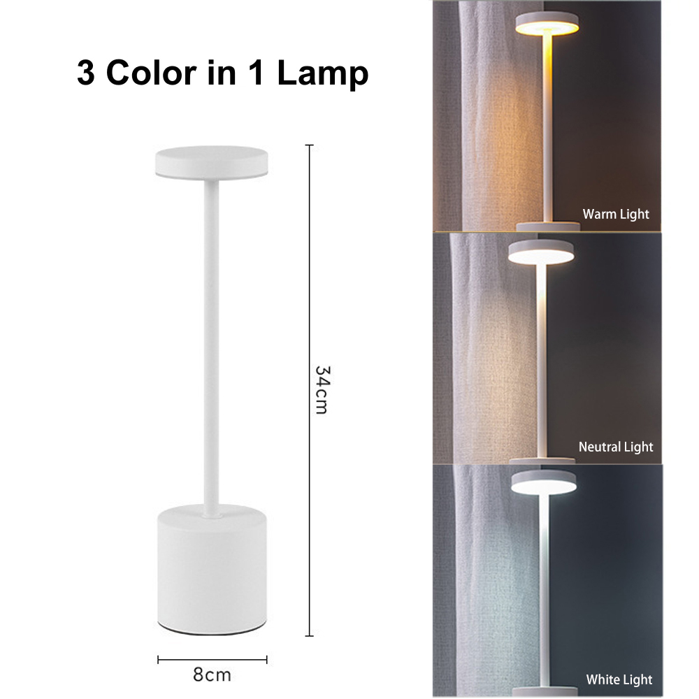 Klassische Metall-Tischlampe mit Berührungssensor, LED, Schreibtischlampe, 3 Farben, kreatives Umgebungslicht, Bar, Raumdekoration, Nachtlicht, wiederaufladbar: Gold