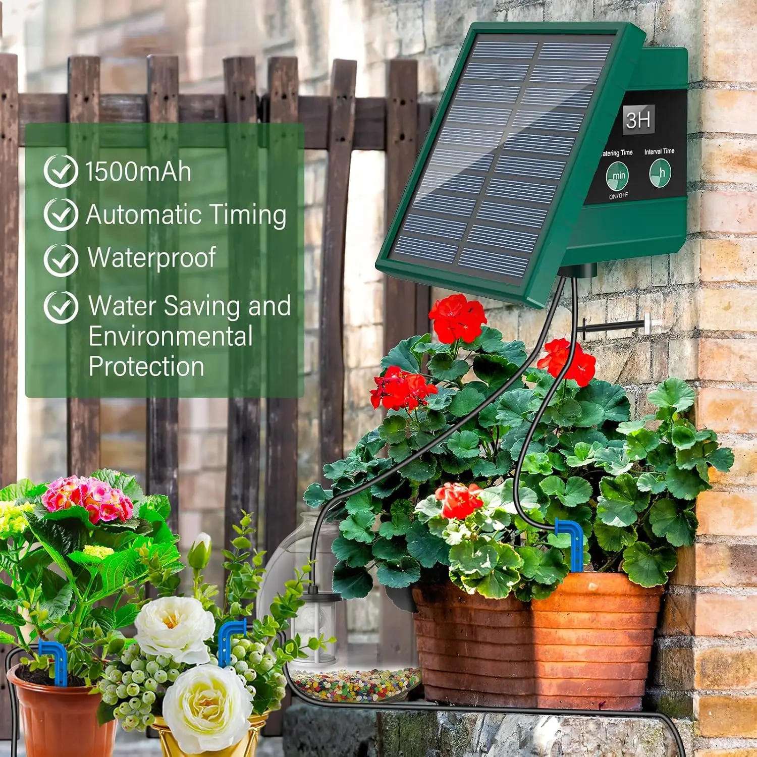 Solvandingssystem til havebalkon automatisk drypvandingssystem gør-det-selv havevandingssystem drypslangevanding