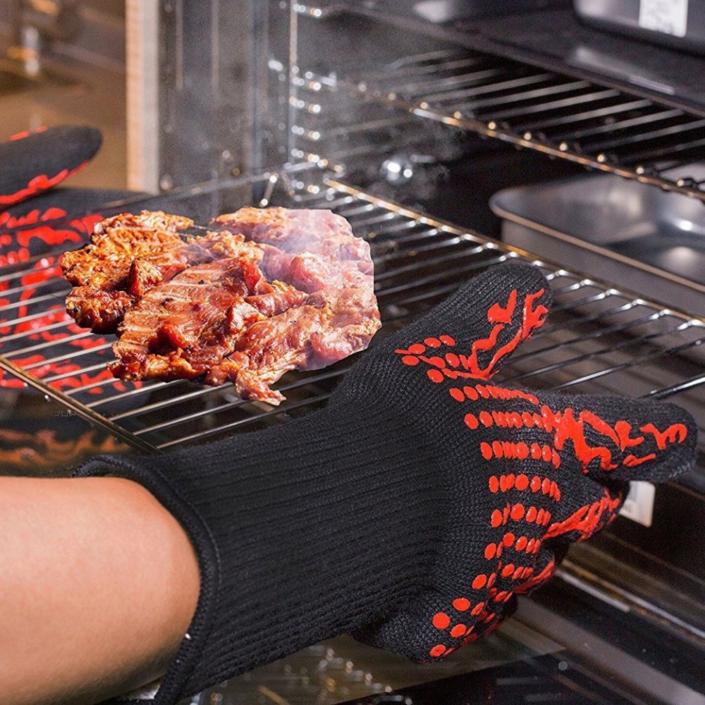 Silikon Multi-Zweck Handschuhe Backen BBQ Grill Handschuh extrem Hitze Beständig Ofen Ärmeln Küche Grill Grillen Werkzeuge
