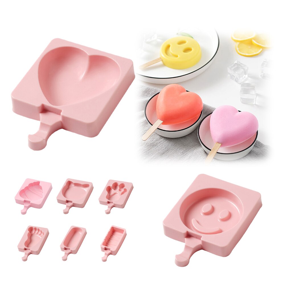 8 Shapes Silicone Ice Cream Mold Popsicle Molds DIY Homemade Dessert Freezer Fruit Juice Ice Pop Maker Mould With Sticks