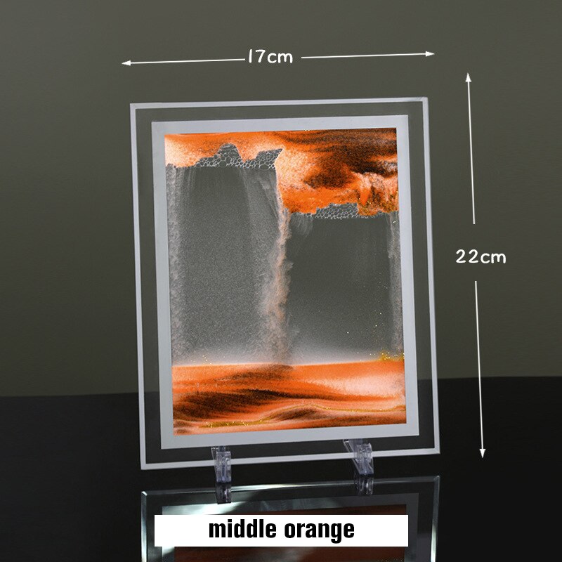 Sablier rotatif 3D avec paysage de sable profond, peinture de sable mouvant, décoration de bureau pour la maison,: M O