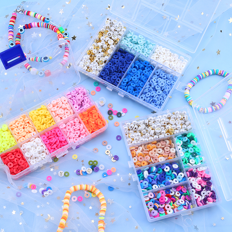 6mm Flat Beads Set Polymer Clay Beads For Jewelry Making With Pearl letter Beads Bracelets Necklace Earring DIY Handmade Craft