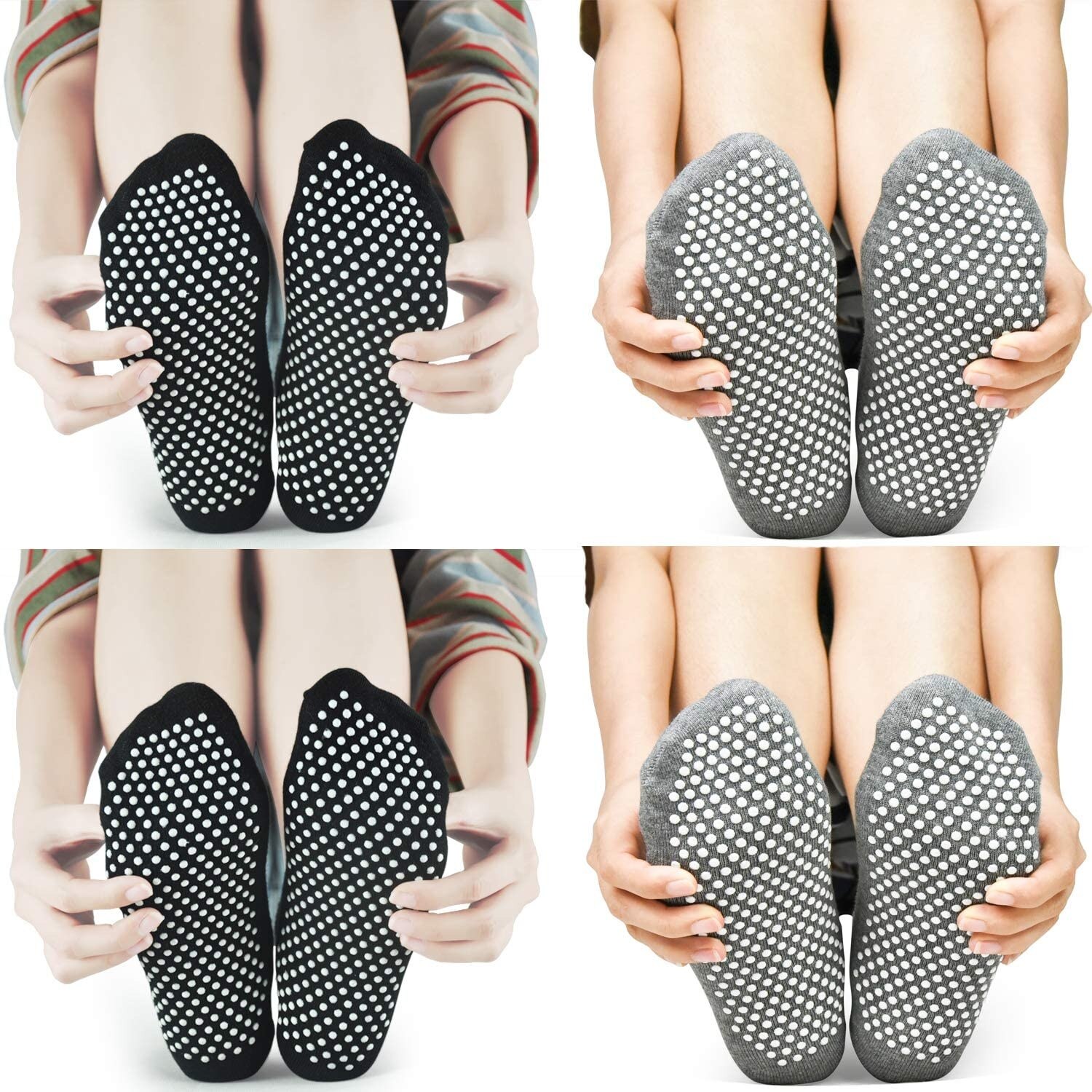 Chaussettes de Yoga pour femmes, lot de 4, antidérapantes, pour Ballet, Trampoline, gymnastique