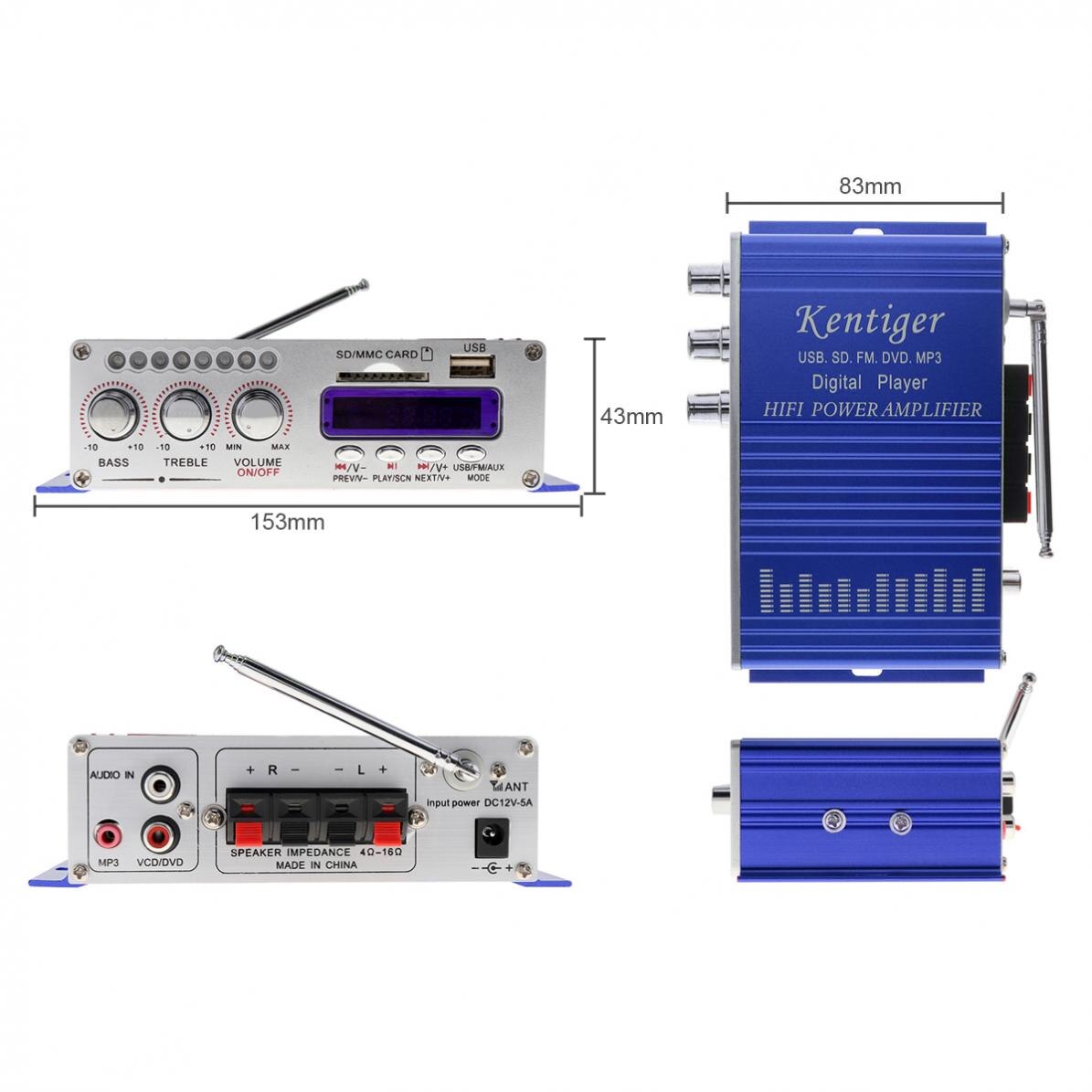 HY502 Digitale Display Hifi 2CH Auto Stereo Eindversterker Amp Ondersteuning Voor Ipod Usb MP3 Fm Sd Jack Ingang Met afstandsbediening