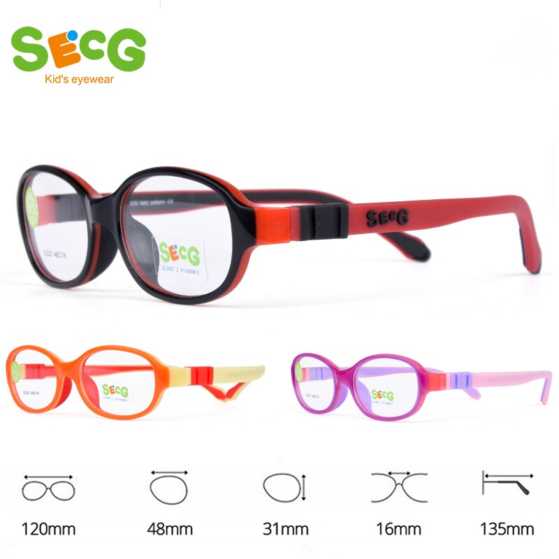 SECG-Montura transparente para niños, gafas ópticas redondas de goma de silicona con correa